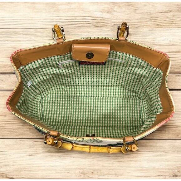 Y2K Isabella Fiore Sequined Leopard Print Bamboo Handle Tote Bag - Picture 6 of 13